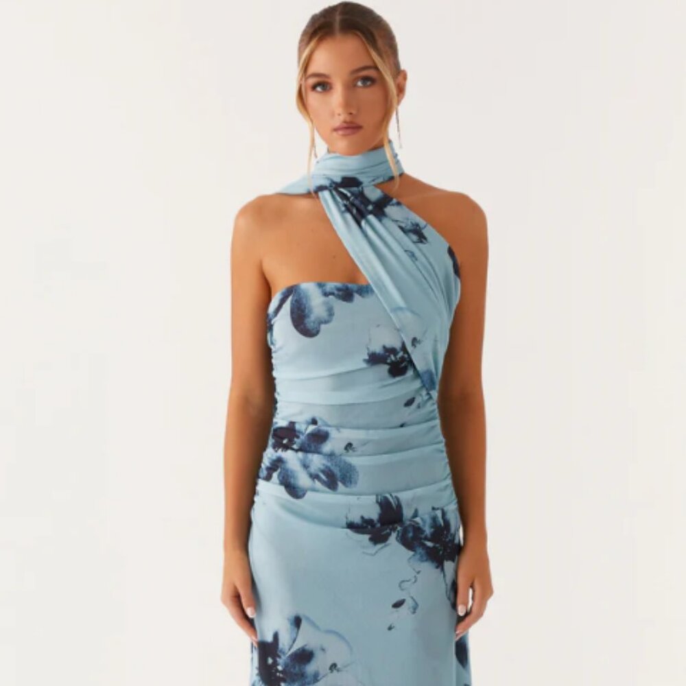 Peppermayo Songbird Maxi Dress - Blue Black Floral - Size M